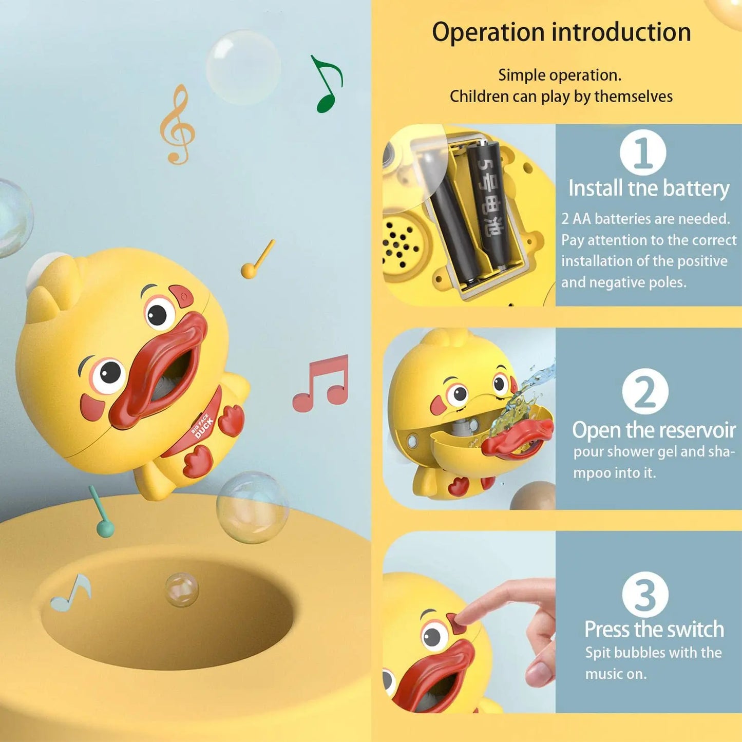 Baby Bubble Bathing Toys Duck Music Kids Bath Toy