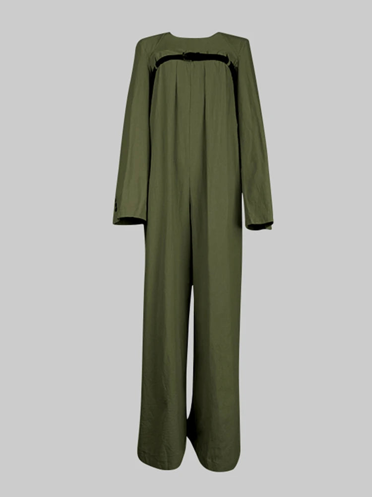 Wide Leg Belted Jumpsuits 2 pieces