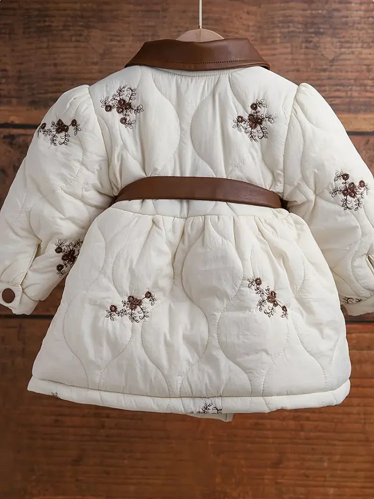 Collar Belt Cotton Padded Velvet Warm Coat