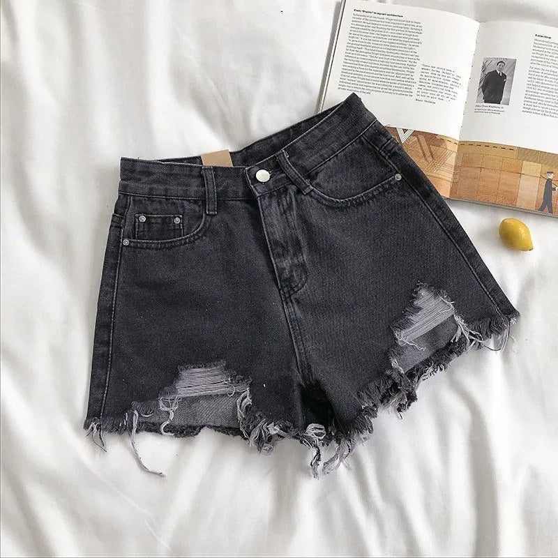 Denim Shorts Casual High Waist Ripped Jeans