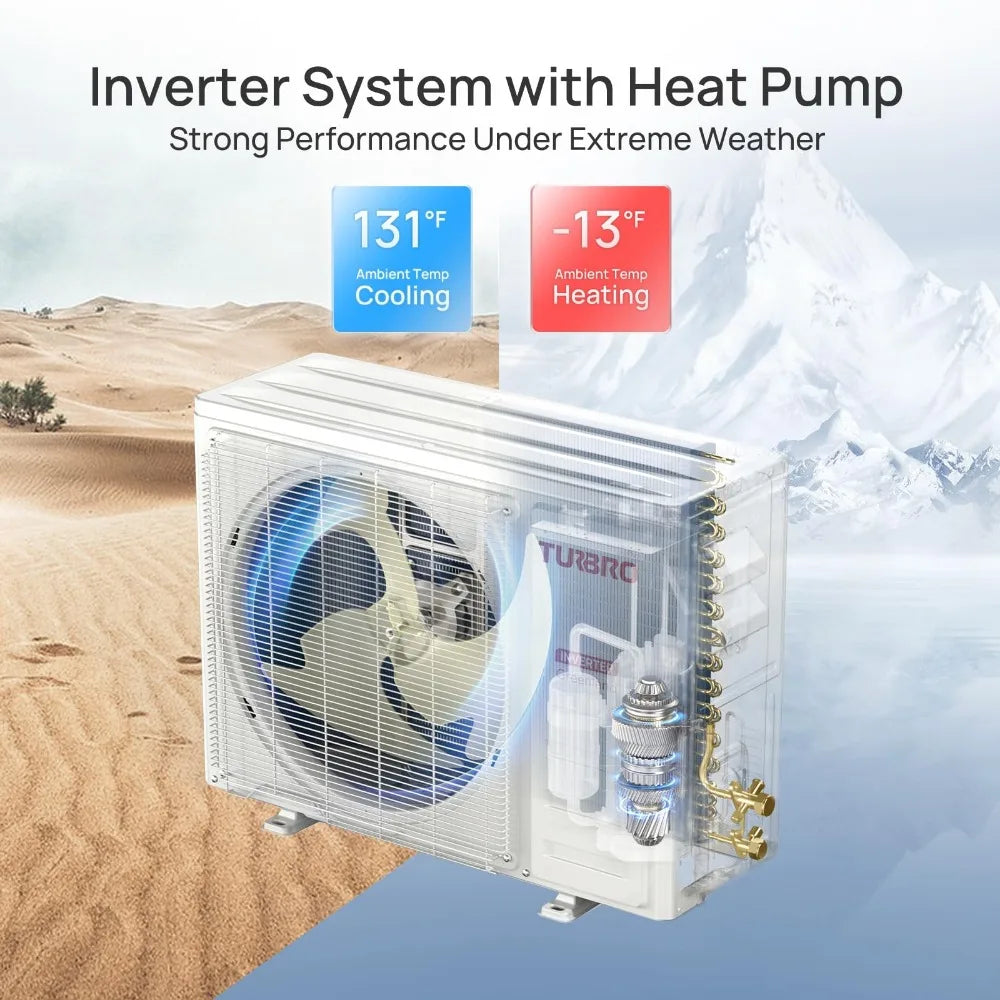 12,000 BTU Ductless Mini Split Inverter AC with Heat Pump, Cools Up To 750 Sq.Ft