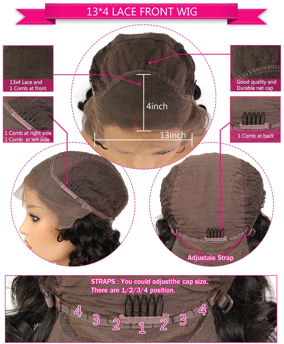 Shumeida Blue Color 13*4 Lace Front Wigs Body Wave Brazilian Remy Human Hair Short Bob Wig with Baby Hair