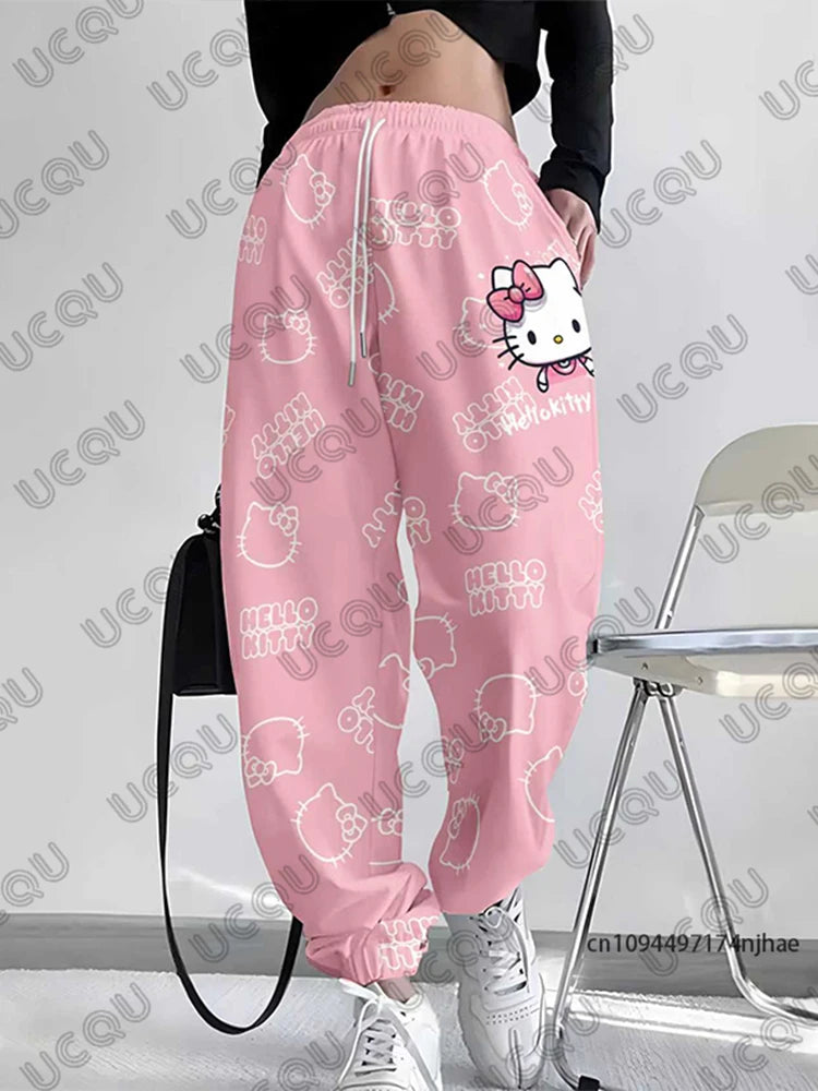 Hello Kitty Print Casual Oversized Couples Long Pants