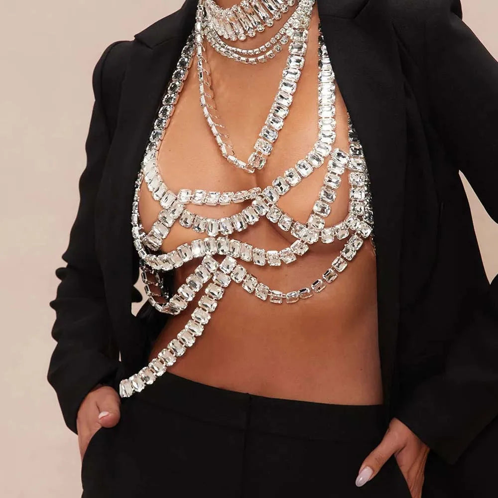 Rhinestone Crystal Chest Chain
