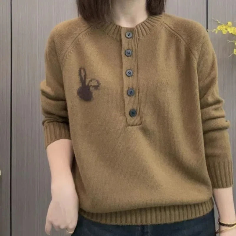 Embroidered Bunny Slim Bottom Sweater