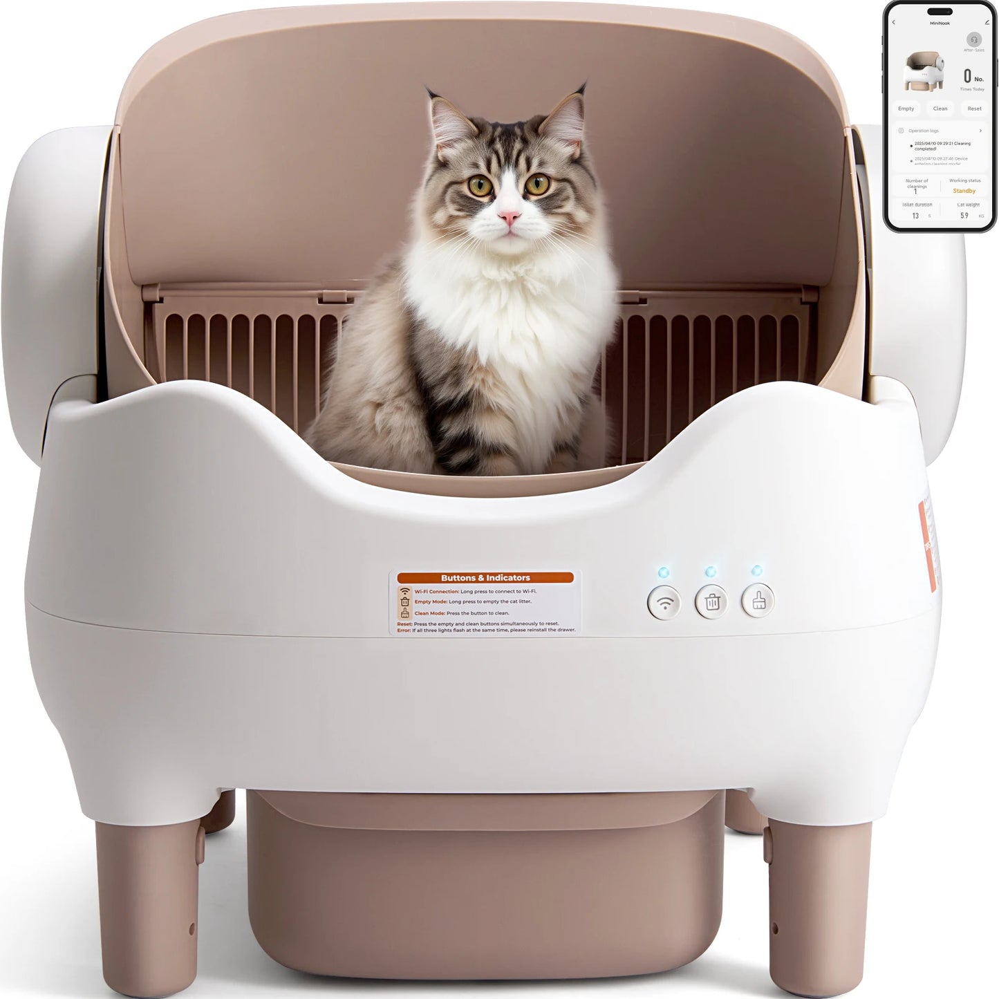 Automatic Cat Litter Box with APP Control, Odor-Free