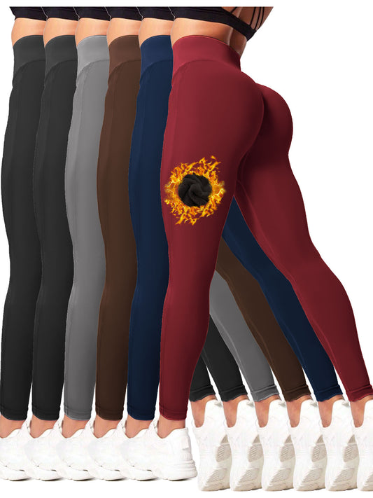 Pack of 6 Winter Fleece Lined Leggings