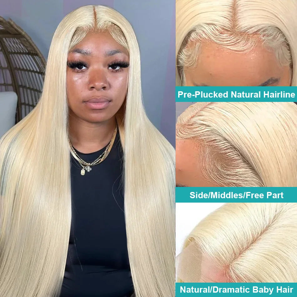 13x4 13x6  Lace Front 613 Honey Blonde Bone Straight 100% Brazilian