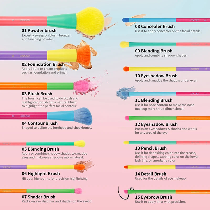 Colorful Makeup brushes set