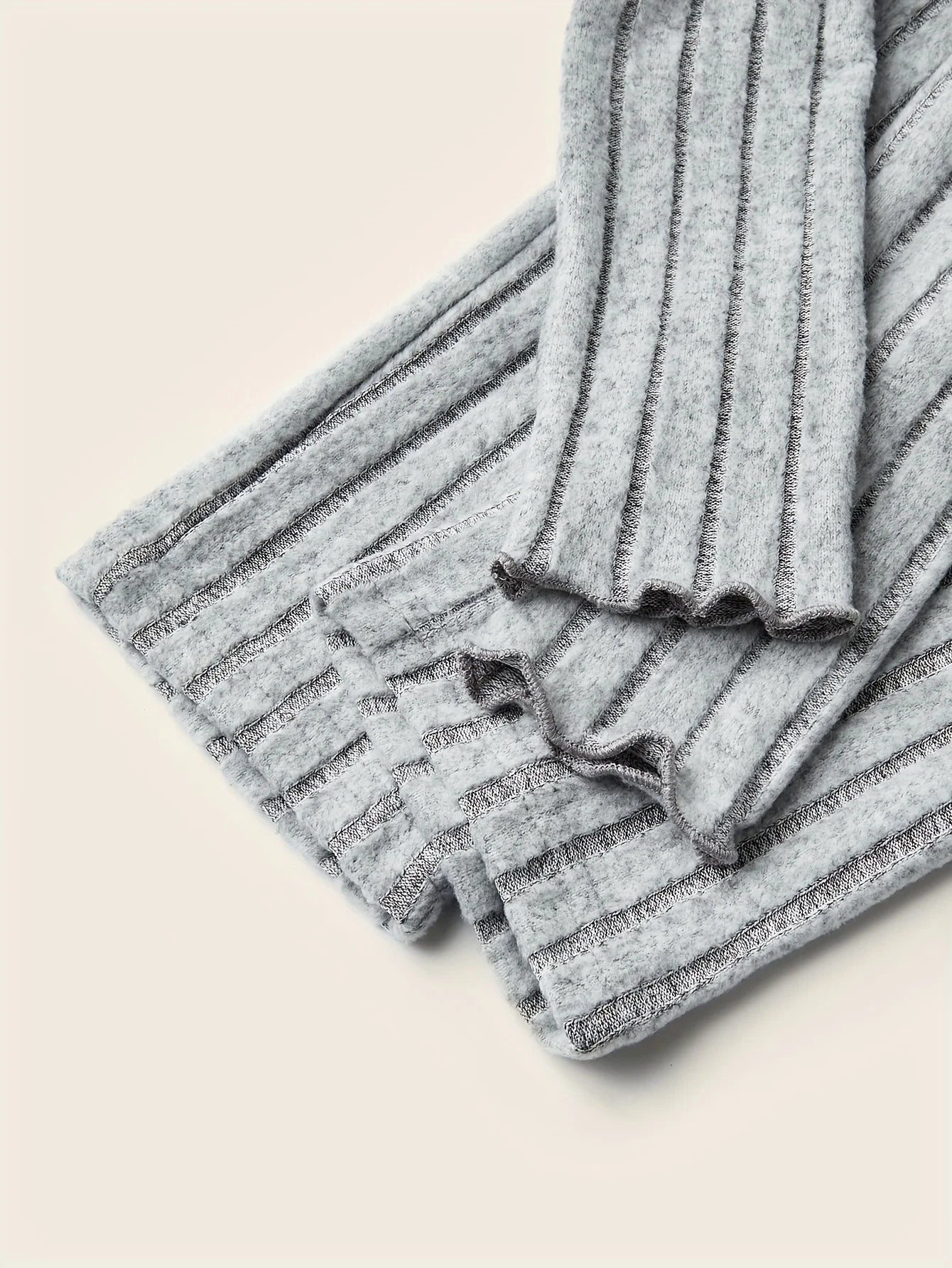 Mocked Neck Casual Ribbed Sweater Two-piece Set