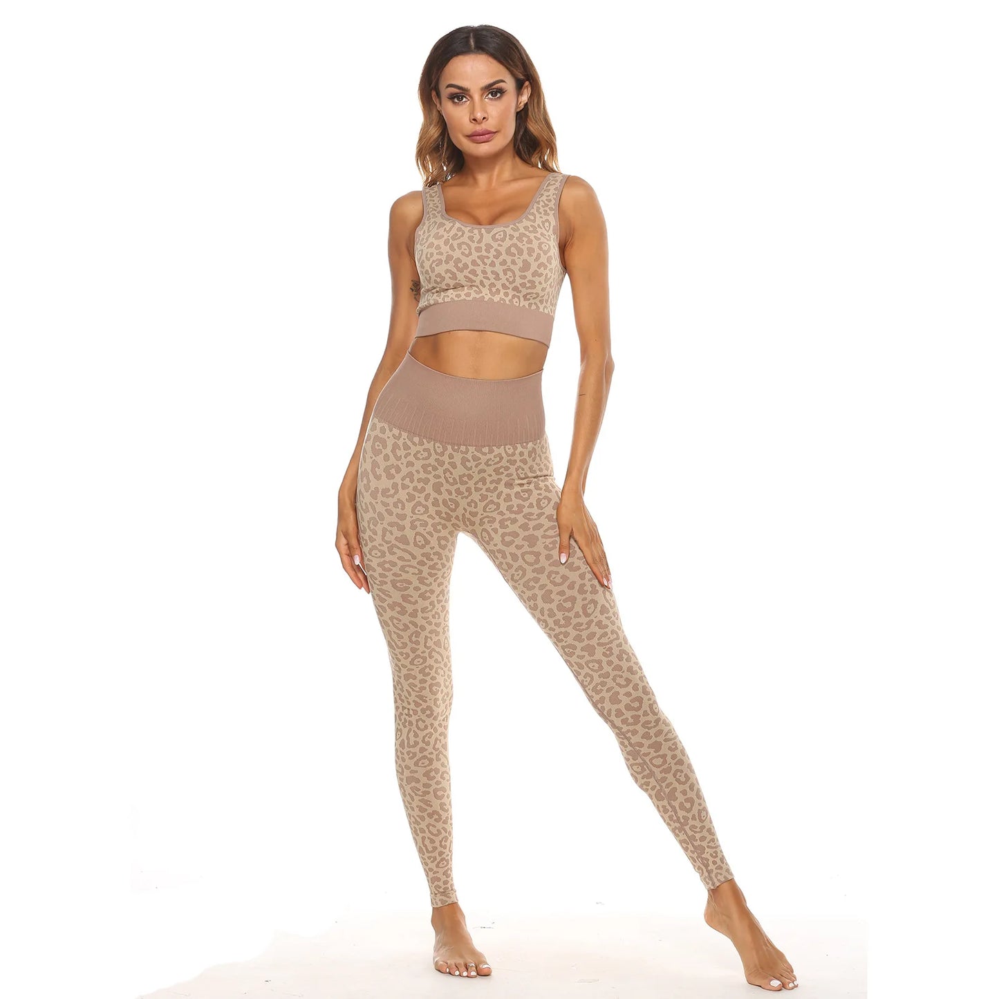 Sports Bra With High-waisted Leopard Print Yoga Set