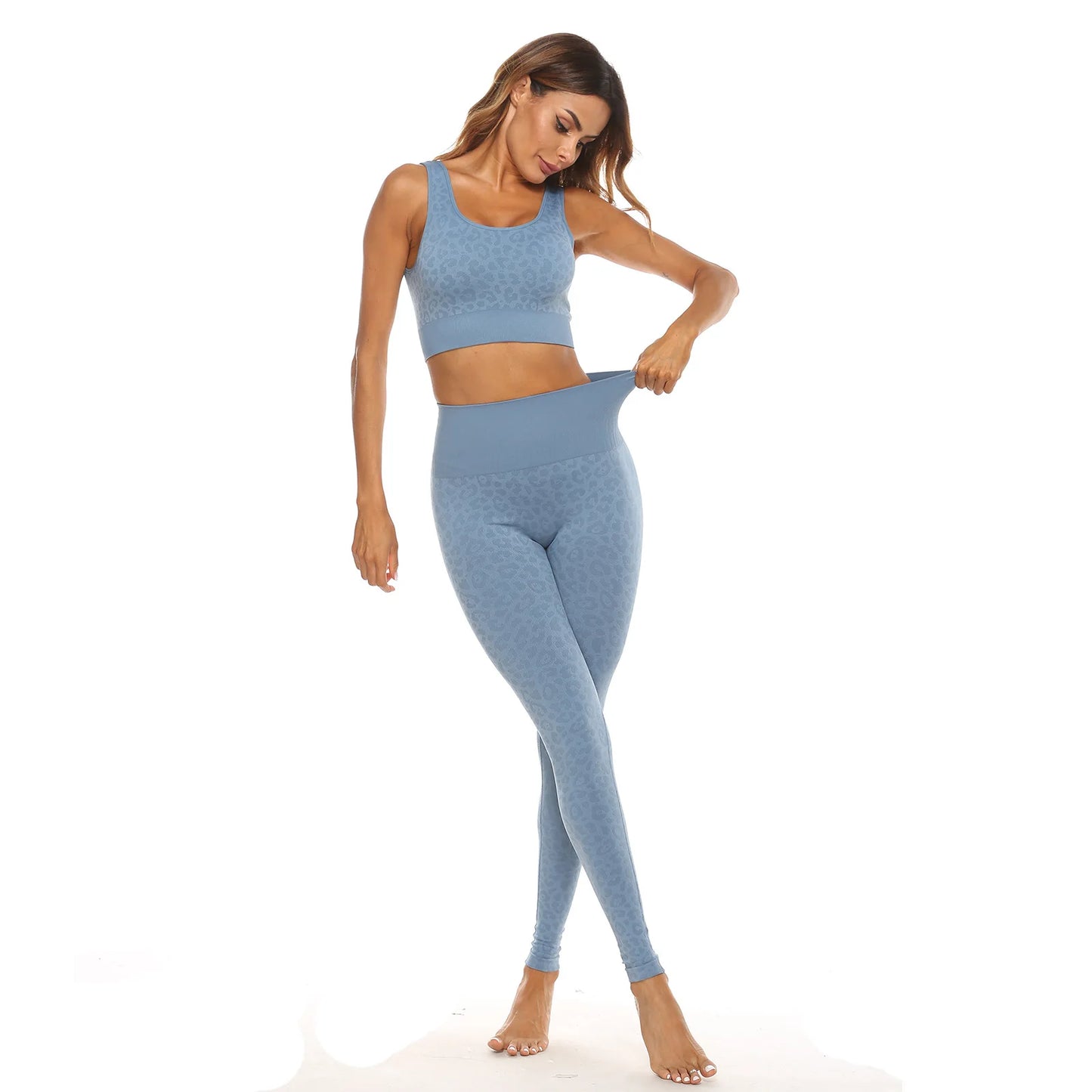 Sports Bra With High-waisted Leopard Print Yoga Set