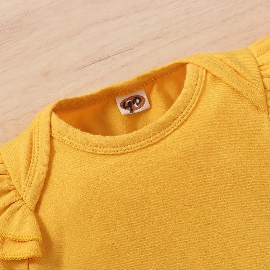 Short Sleeve Shirt +Floral Pants with Bow + Headband 3PCS Outfit