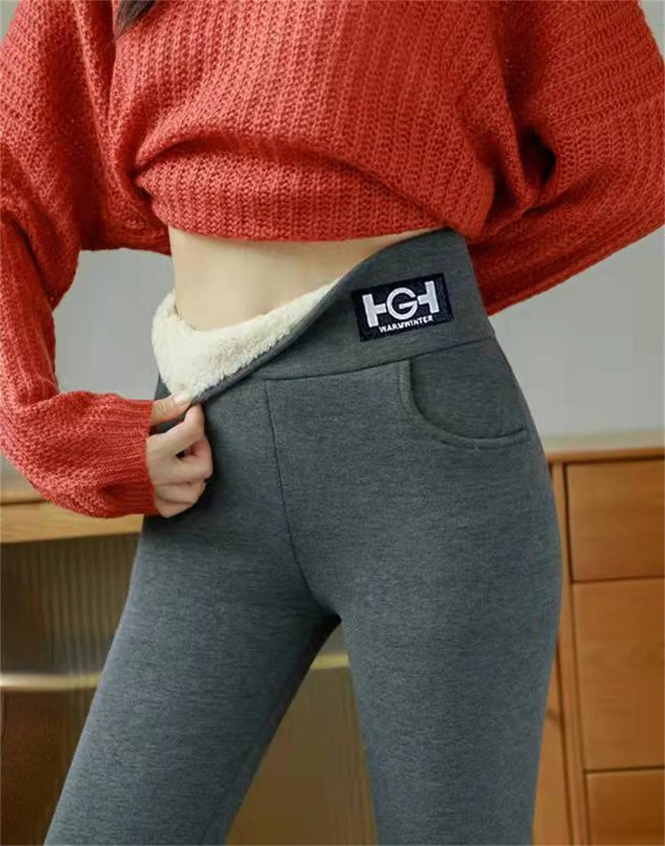 Thicken Lamb Wool Hight Waist Fleece Pant