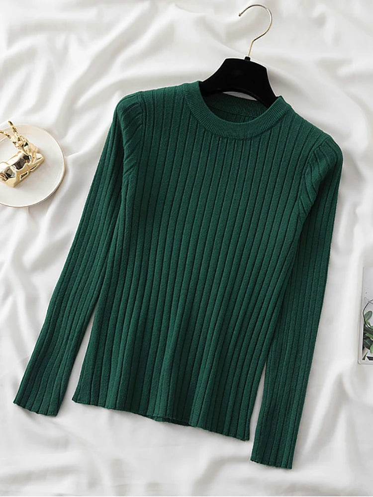 Pullover O-Neck Ribbed Long SleeveTop