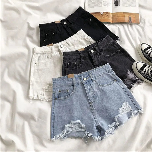 Denim Shorts Casual High Waist Ripped Jeans