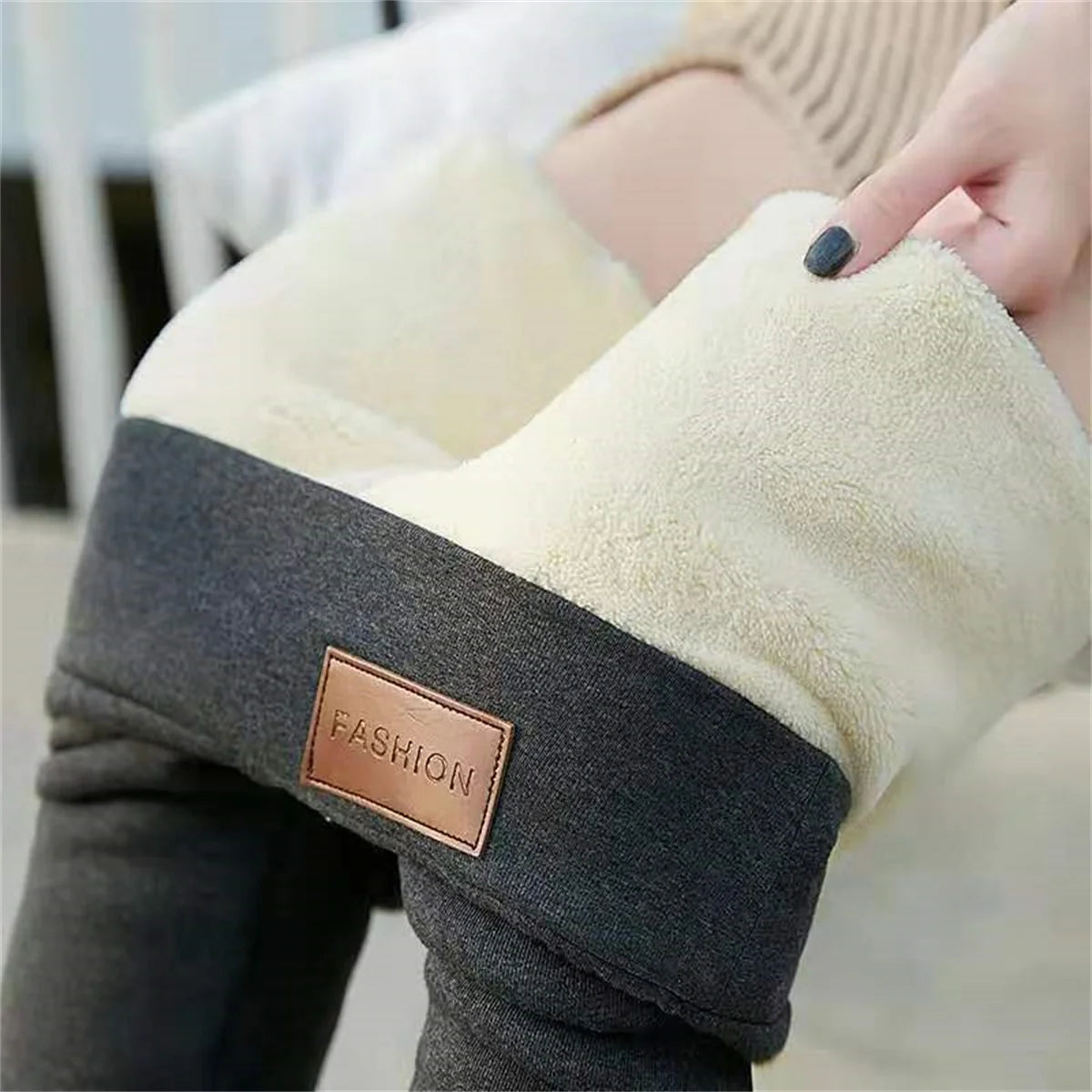 Thicken Lamb Wool Hight Waist Fleece Pant