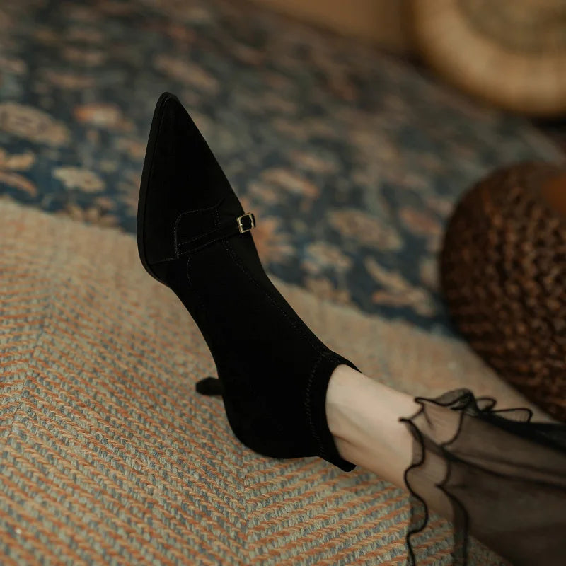 Leather Ankle Pointed Toe Stiletto Boot