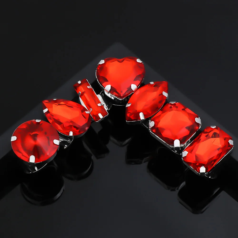 7pcs Geometric Crystal Rings Set