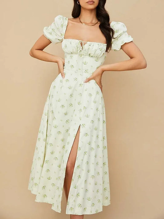 Floral Print Elegant Long Casual Dress