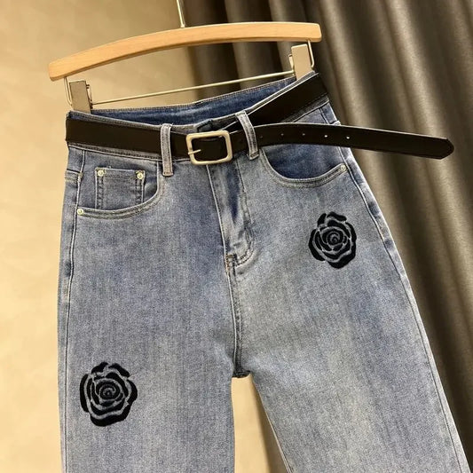 Embroidered  Stretch Denim Jean