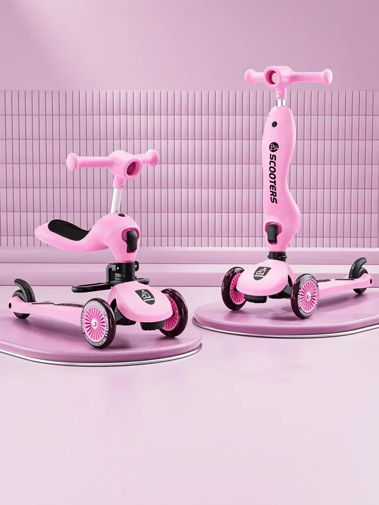 Scooter Voor Kinderen Vouwen 3 Wiel Skateboard Driewieler Baby Draagbare Kinderwagen Hoverboard Speelt Muziek Balans Multimodaal