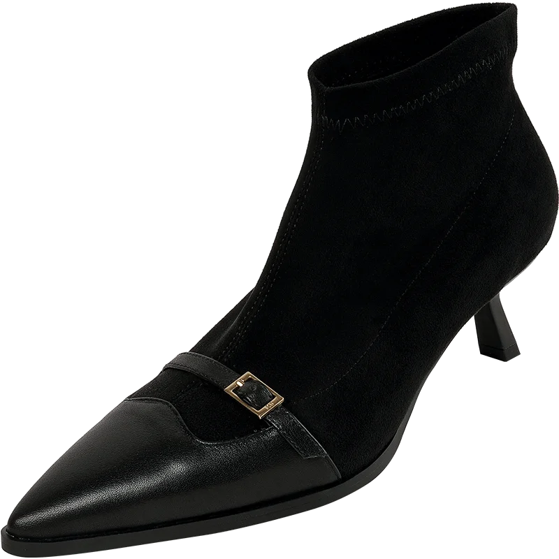Leather Ankle Pointed Toe Stiletto Boot