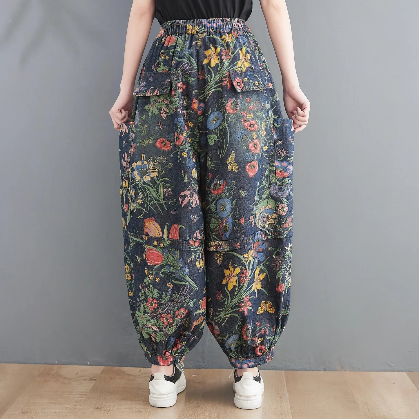 Floral Vintage Blue Denim Jean