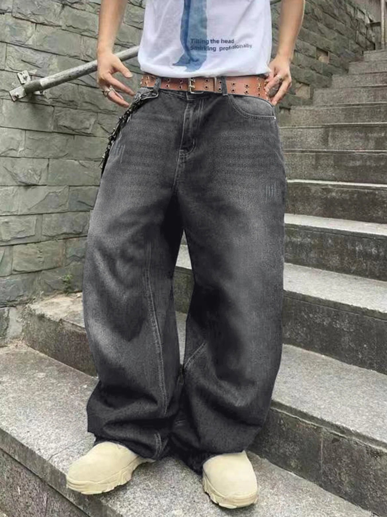 Men's Vintage Loose Wide Legs Denim Jean