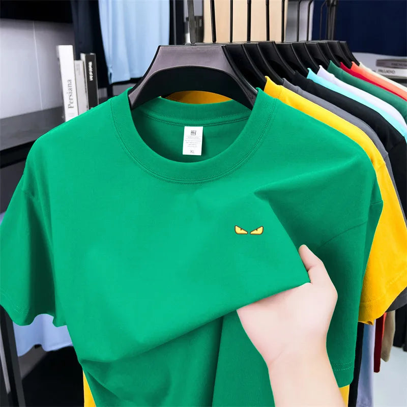 O-Neck Eyes Embroidery Short Sleeve Shirt