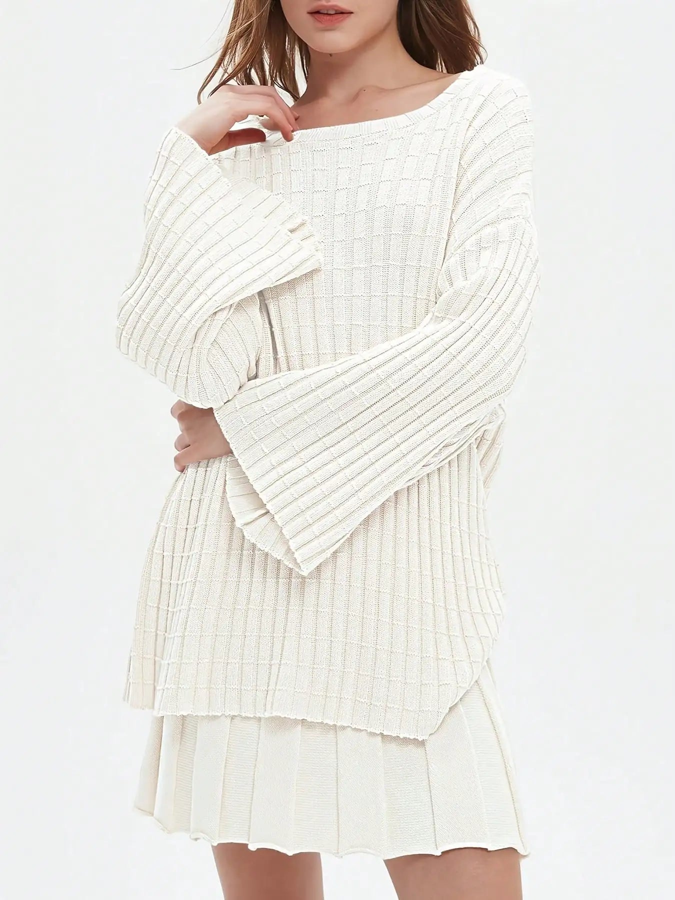 Long Sleeve Sweater Mini Skirt Sets 2 Piece Outfit