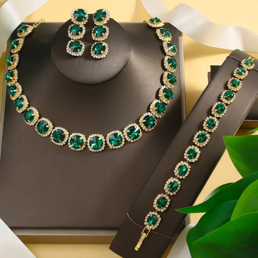 Green Crystal Jewelry Set