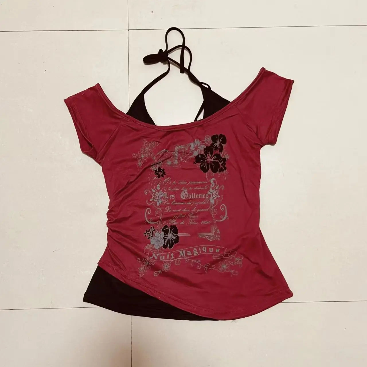 Letter Print Fake Two-piece T-shirt