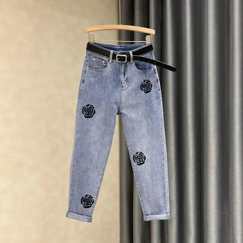 Embroidered  Stretch Denim Jean
