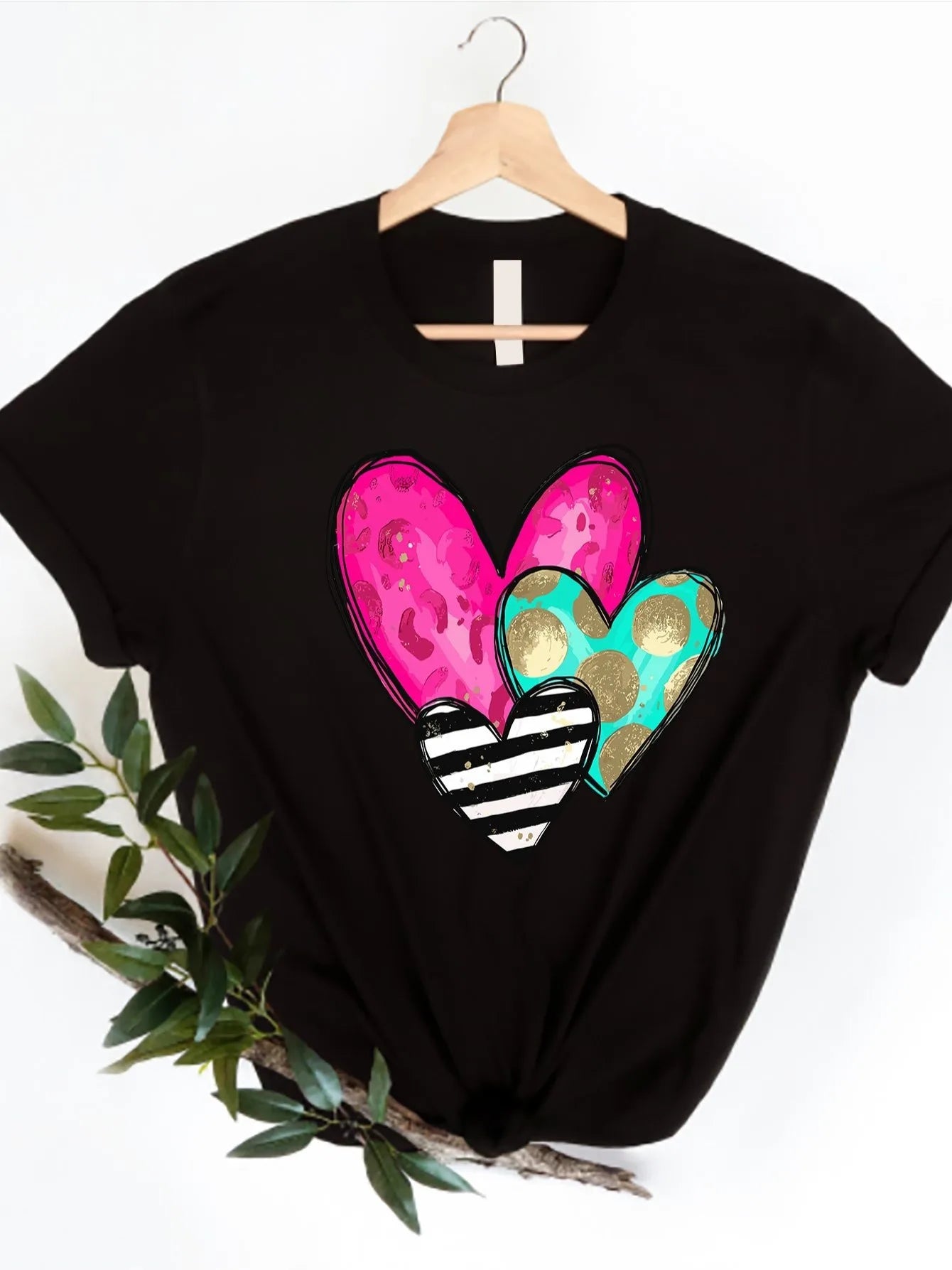 Valentine' Heart Print T-Shirt