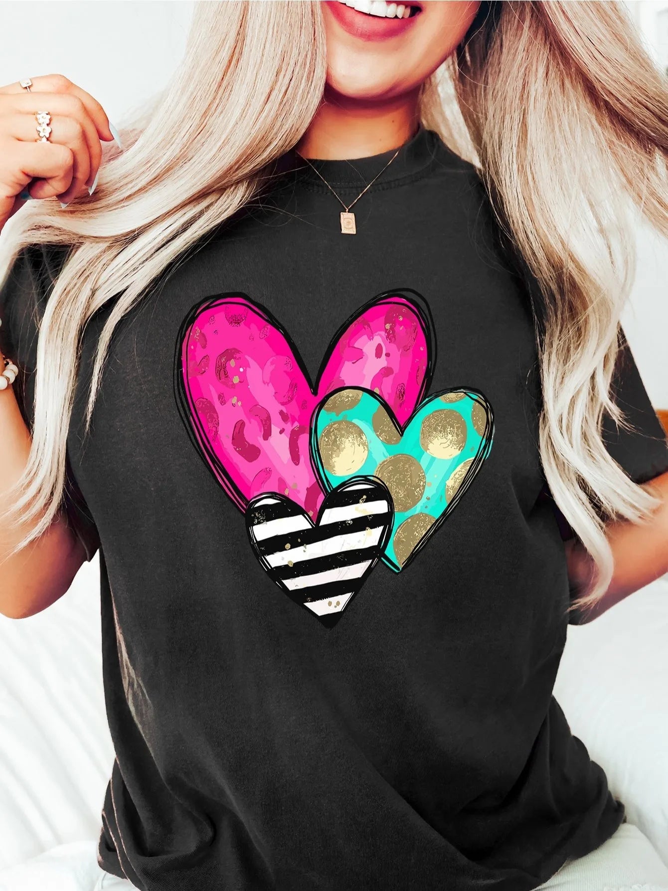 Valentine' Heart Print T-Shirt