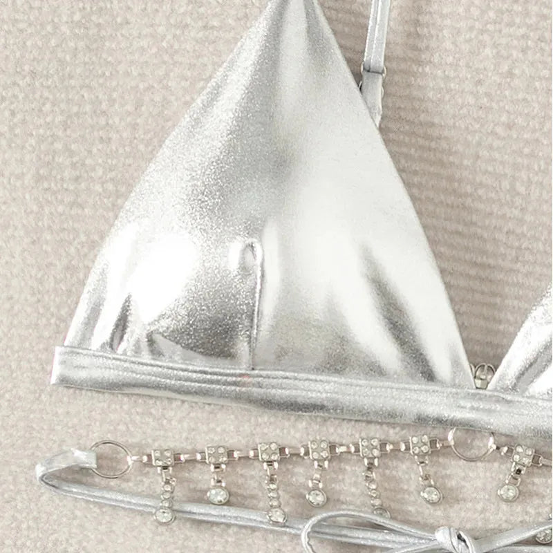 Silver Rhinestone Bikini