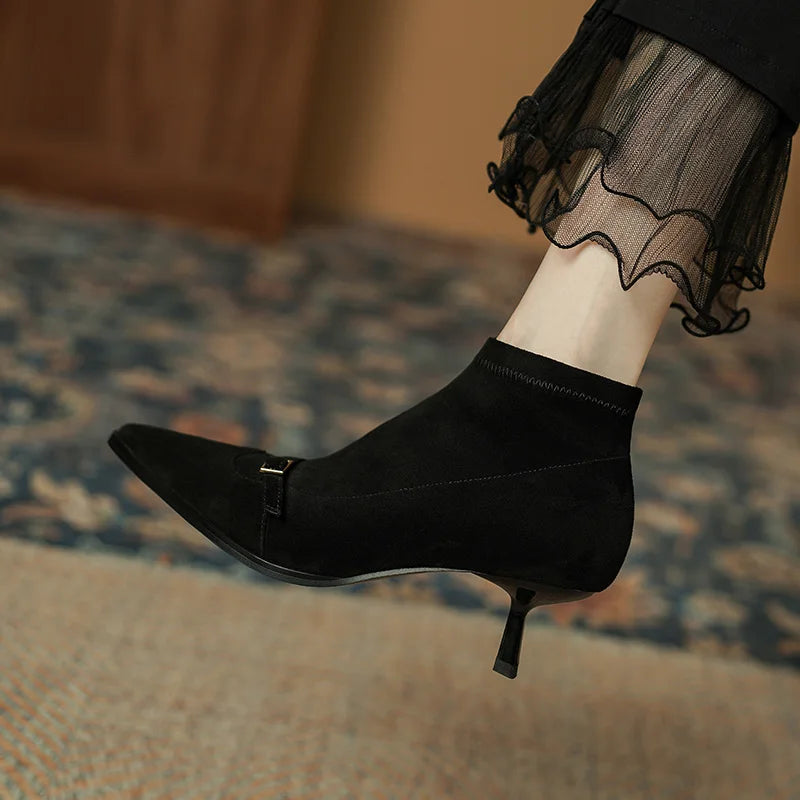 Leather Ankle Pointed Toe Stiletto Boot