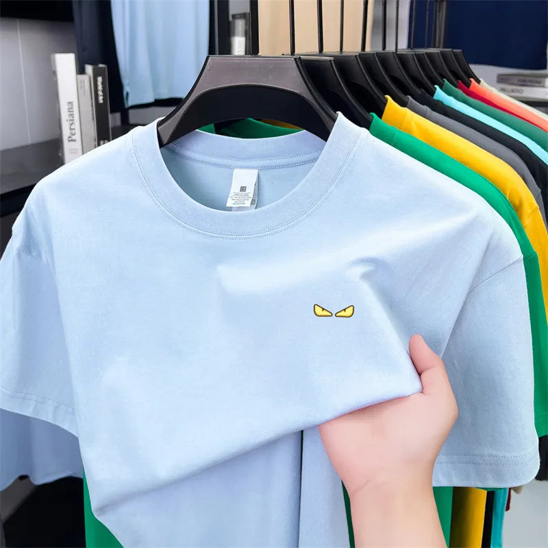 O-Neck Eyes Embroidery Short Sleeve Shirt