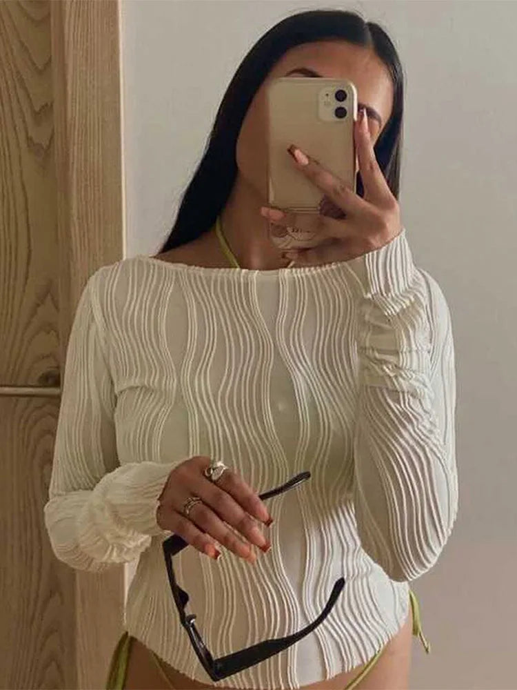 Casual Ruched Long Sleeve  Blouse