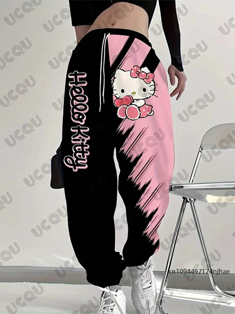 Hello Kitty Print Casual Oversized Couples Long Pants