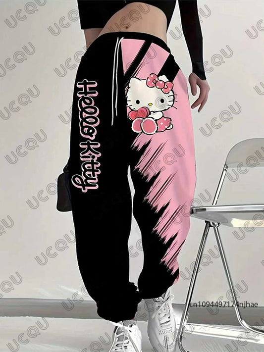 Hello Kitty Print Casual Oversized Couples Long Pants