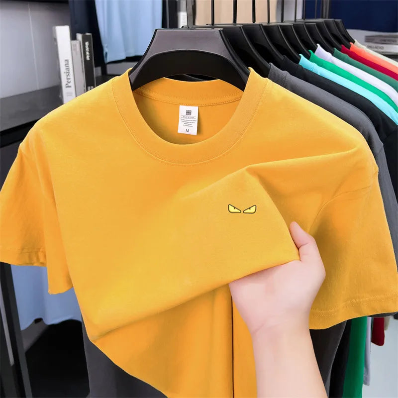 O-Neck Eyes Embroidery Short Sleeve Shirt