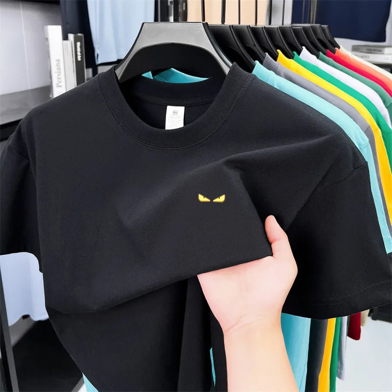 O-Neck Eyes Embroidery Short Sleeve Shirt