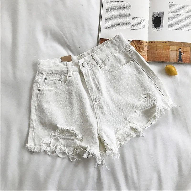 Denim Shorts Casual High Waist Ripped Jeans