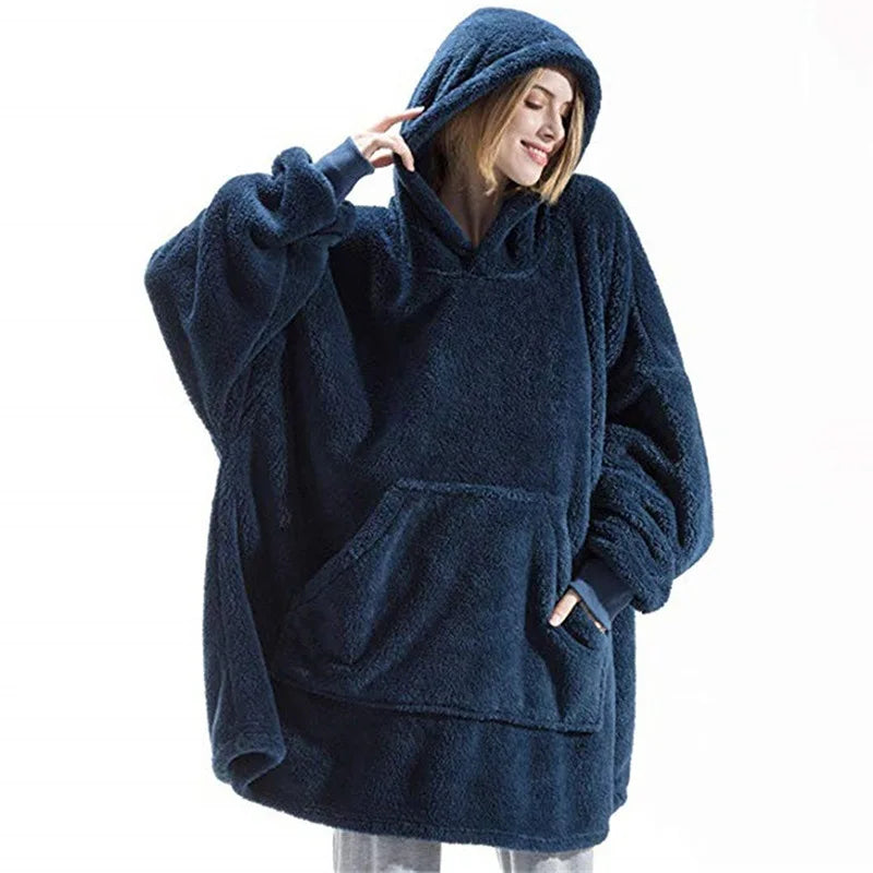 Fleece Hoodie Blanket Oversize Large Pocket Jacket