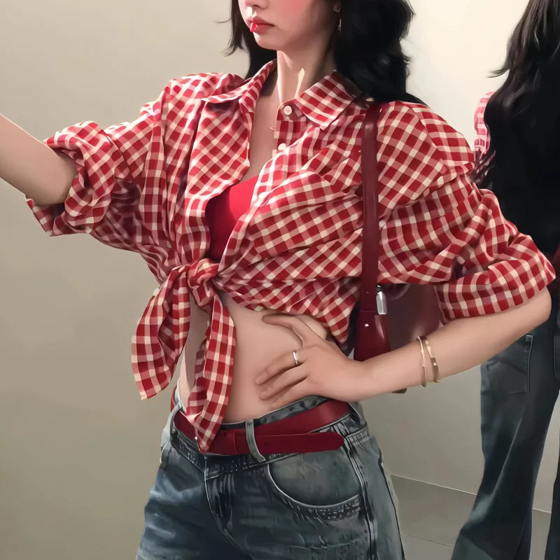 Plaid  Fit Crop  Shirt