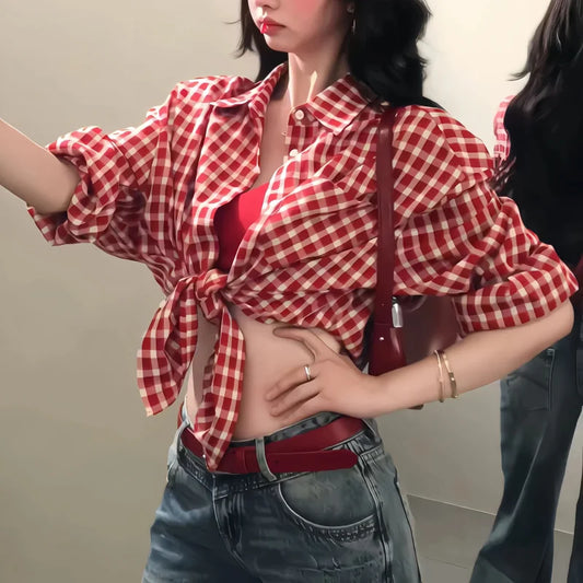 Plaid  Fit Crop  Shirt