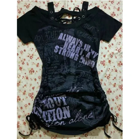 Retro Letters Graphic Print  Top