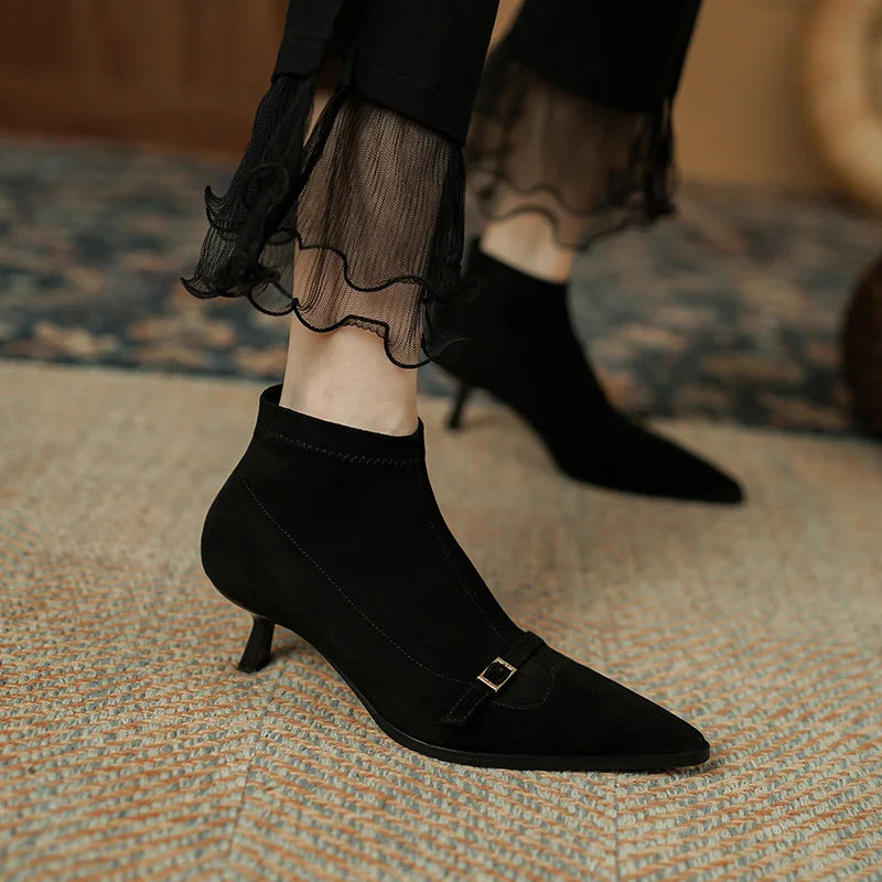 Leather Ankle Pointed Toe Stiletto Boot